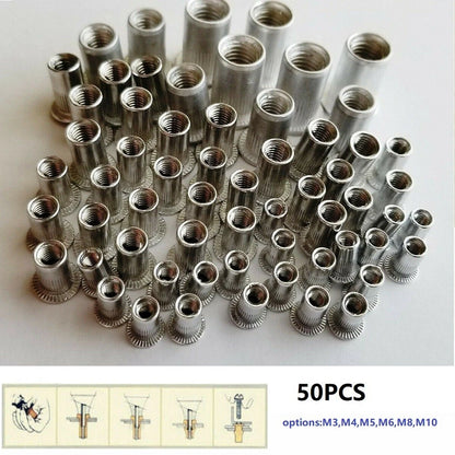 50Pcs M6-M10 Flat Head Steel Nut Inserts for Various Applications