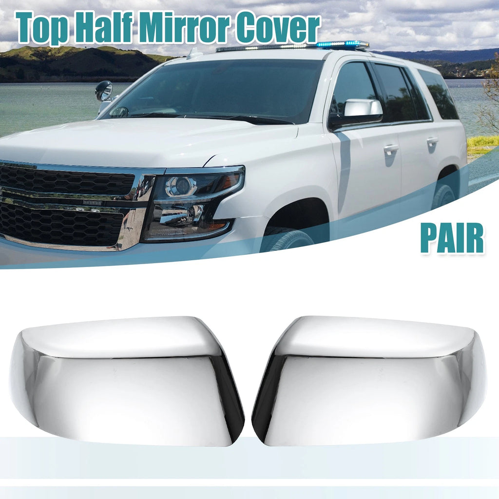 Chrome Plated Half Mirror Covers Pair for Chevy Suburban Tahoe GMC (—)