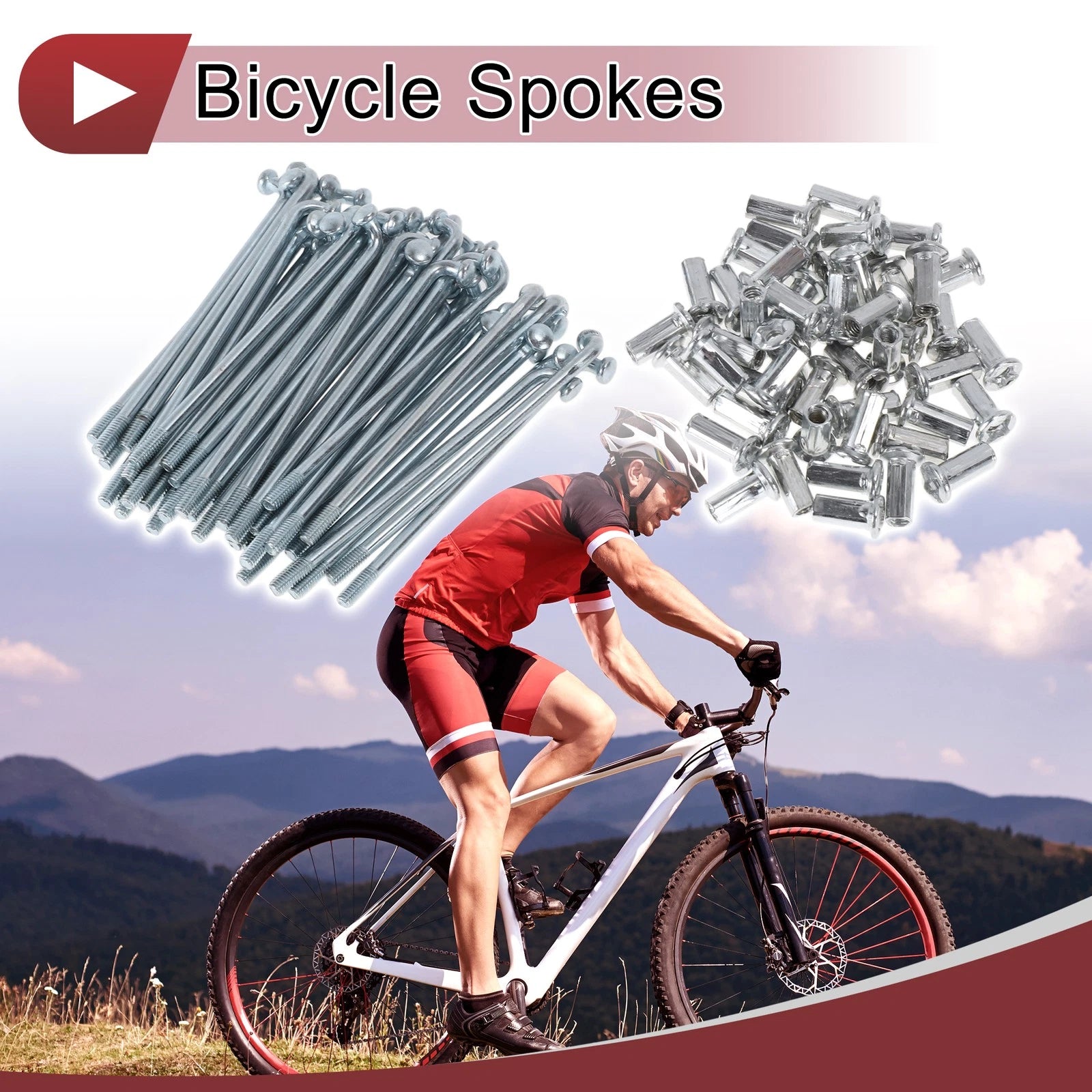 Bicycle Spokes Set 75mm Carbon Steel Galvanized for 10G Wheels (48 Pack)