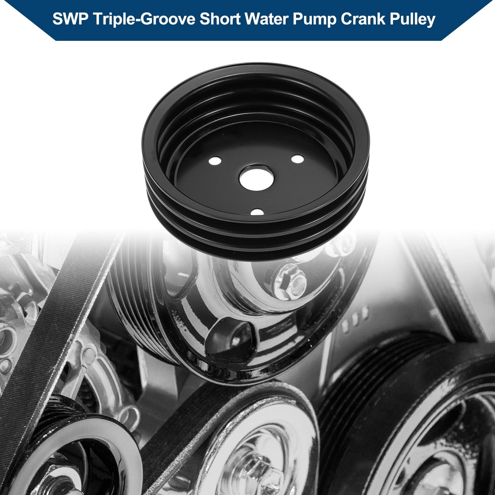 Short Water Pump Crank Pulley Replacement for Chevy SBC Small Block (262)