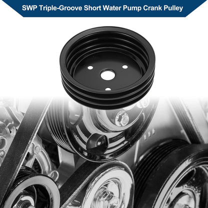 Short Water Pump Crank Pulley Replacement for Chevy SBC Small Block (262)