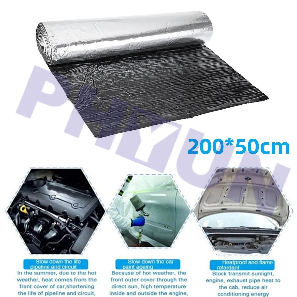 Car Sound Deadener Insulation Shield for Universal Vehicles (200cm x 50cm)