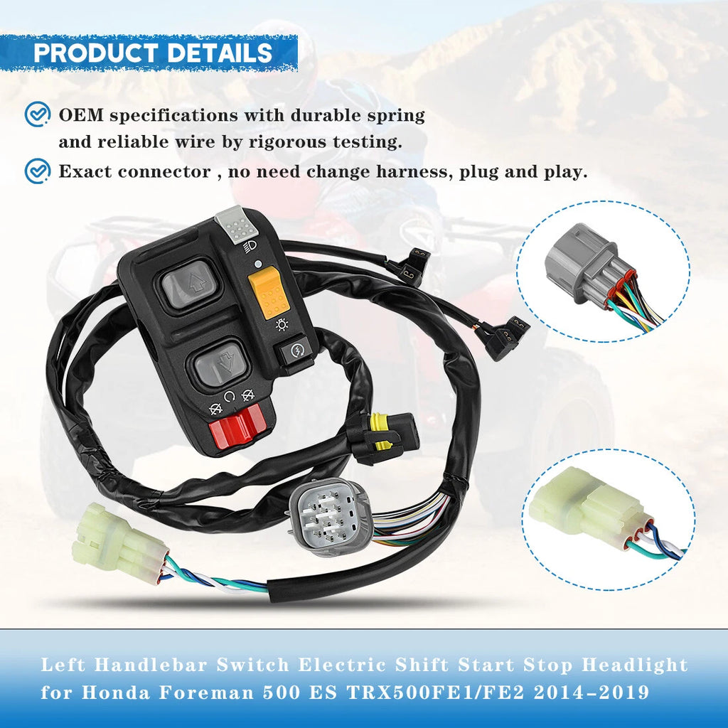 Handlebar Switch Electric Shift Start Stop Headlight for Honda Foreman 500 (2014–2019)