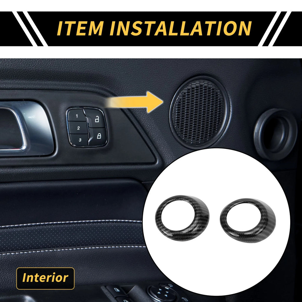 Interior Door Speaker Cover Front Set Carbon Pattern for Toyota Tundra (2014–2021)