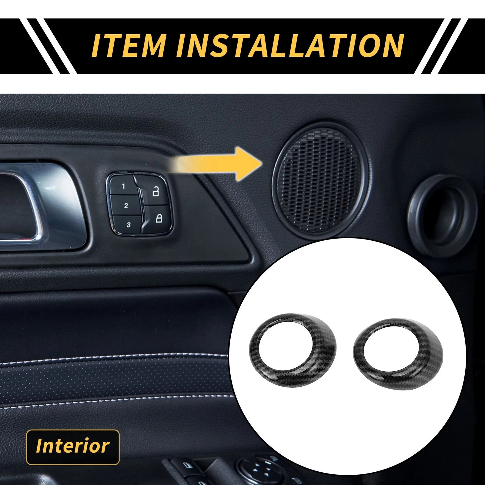 Interior Door Speaker Cover Front Set Carbon Pattern for Toyota Tundra (2014–2021)