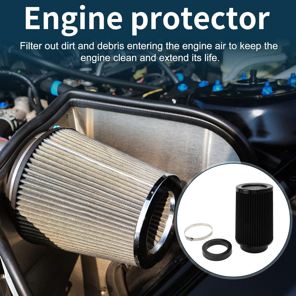 High Flow Engine Air Filter for Universal Fit (76/89/101mm) Black