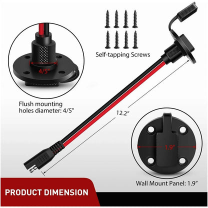 2 Pack - SAE Power Socket Sidewall Port for Solar Applications