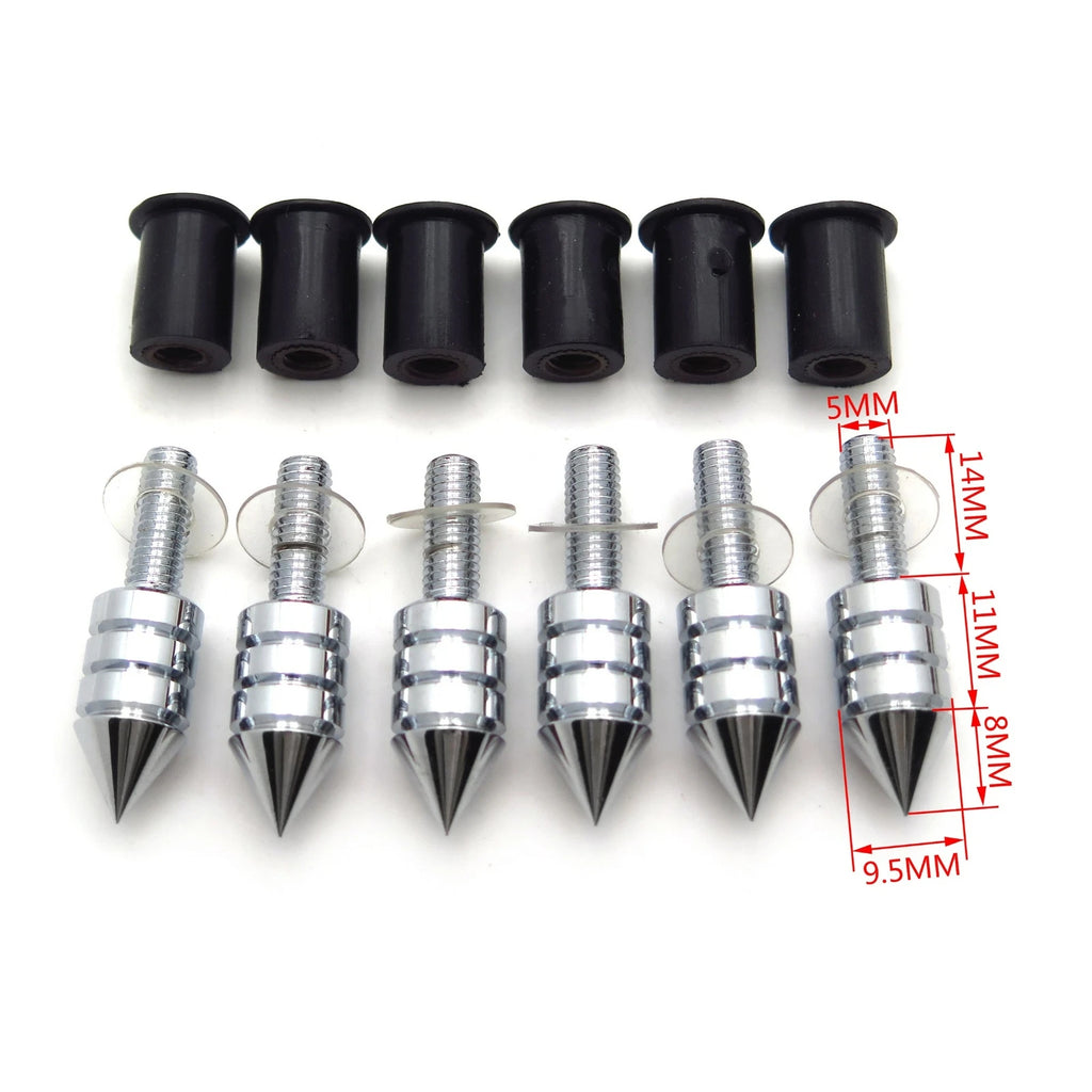 Chrome Spike Bolts for Windscreen Fairing License Plate Mounting (Universal)