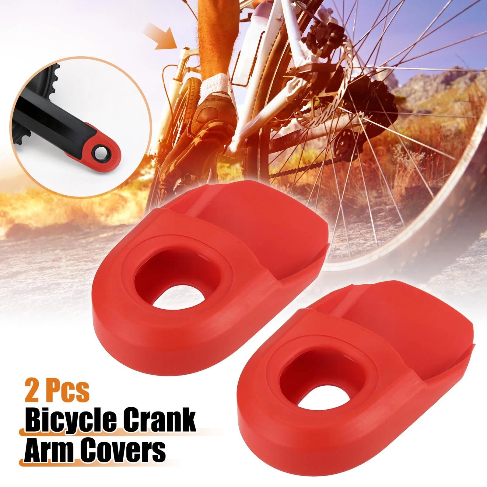 Crank Boot Protector Cover Soft Plastic Replacement for Bike Cycling (Red) (2 Pack)