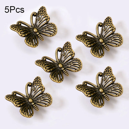 5Pc Antique Butterfly Pull Handle Knob For Drawer Door Cabinet Dress Jewelry Box