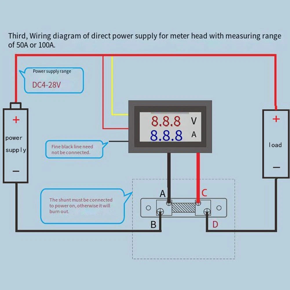 Dual LED Digital Voltmeter Ammeter for Universal Applications (48x29x21mm)