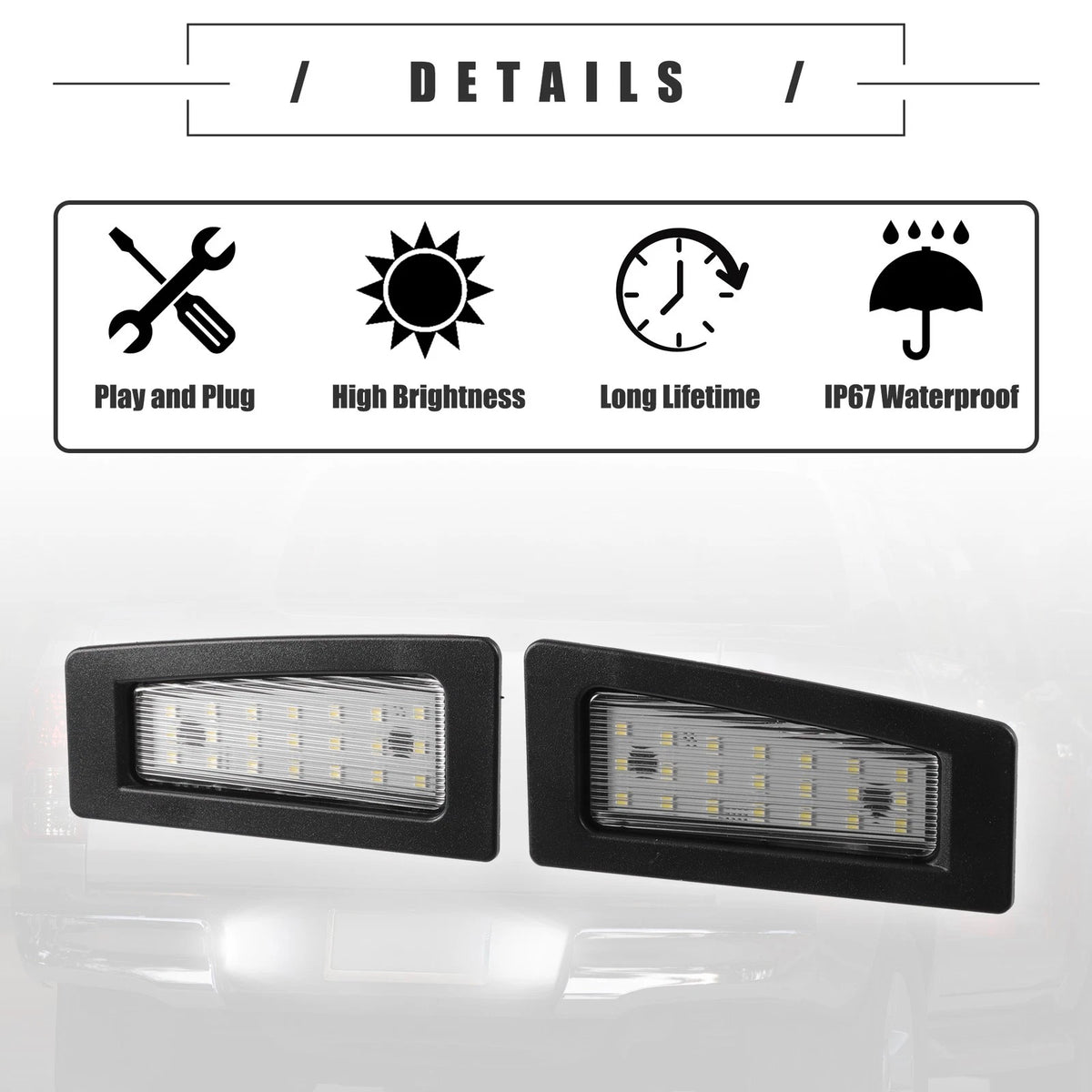 2X LED License Plate Light for Mazda 3 (2014–2018) No.B45A51270