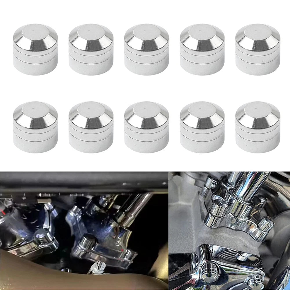 10X Chrome Engine Screw Caps for Harley Touring Electra Glide Dyna