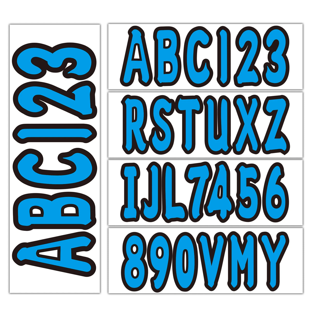 4 Sets 3" Marine Alpha-Numeric Registration Number and Letter Sticker Decal Blue