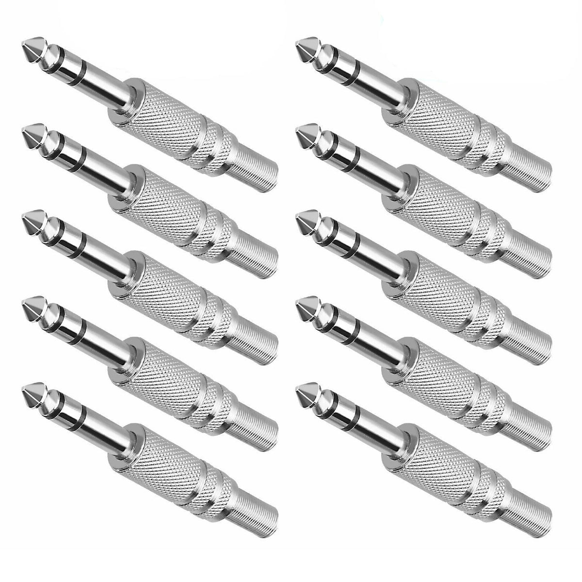 10-Pack 1/4" Male Mono Plug Stereo Audio Jack Connector Adapter