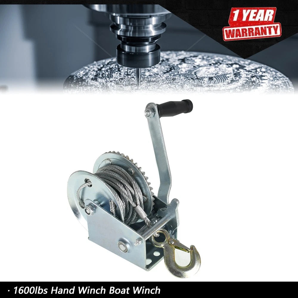 1600lbs Hand Winch for Boat (Manual, 10m Cable)