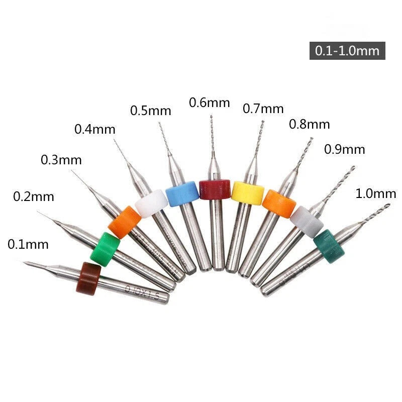 10PCS Carbide PCB Drill Bits 0.1-1.2mm for Circuit Board