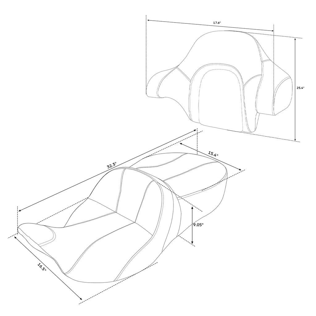 Driver Passenger Seat Backrest for Harley Touring Electra Glide (2014–2023)