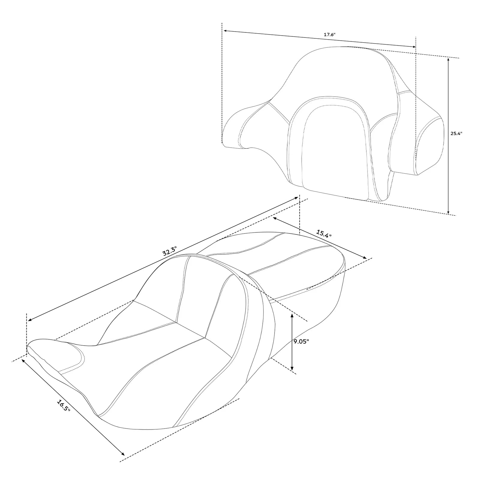 Driver Passenger Seat Backrest for Harley Touring Electra Glide (2014–2023)