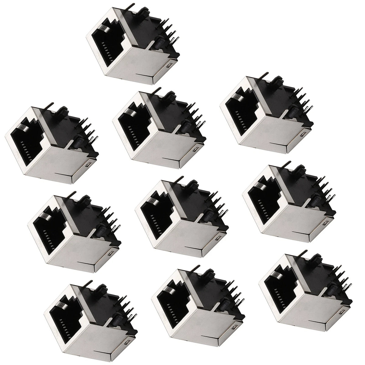 10-Pack RJ45 8P8C Female Socket Connectors for Network PCB