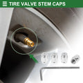Tire Valve Stem Caps Replacement Dust Covers Gloss Silver Tone for Bicycle (1 Set)