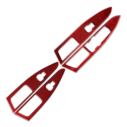Window Lift Panel Switch Cover Trim for Ford Mondeo (2018–2019) Carbon Fiber Red