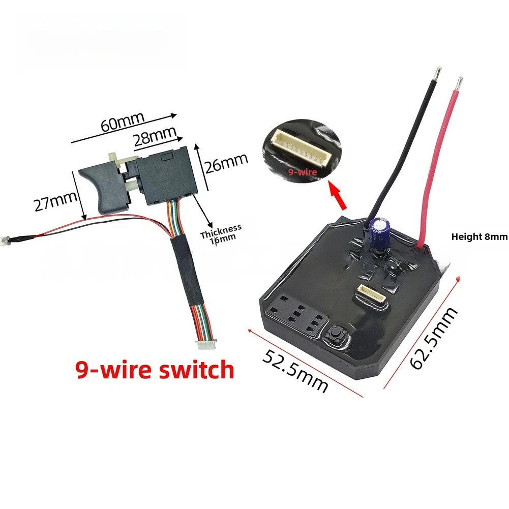 Lithium Battery Controller Board for Brushless Power Tools (9 Line Switch)
