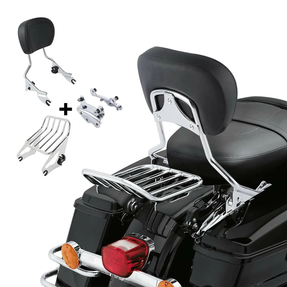 Sissy Bar Backrest Luggage Rack & Docking Kit for Harley Electra Glide (2009–2013)