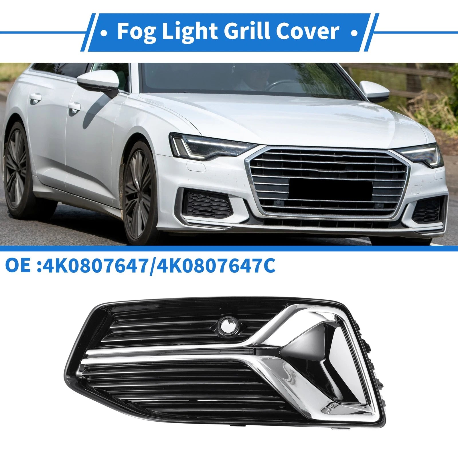Front Left Fog Light Grill for Audi A6 (2019–2023) Replacement