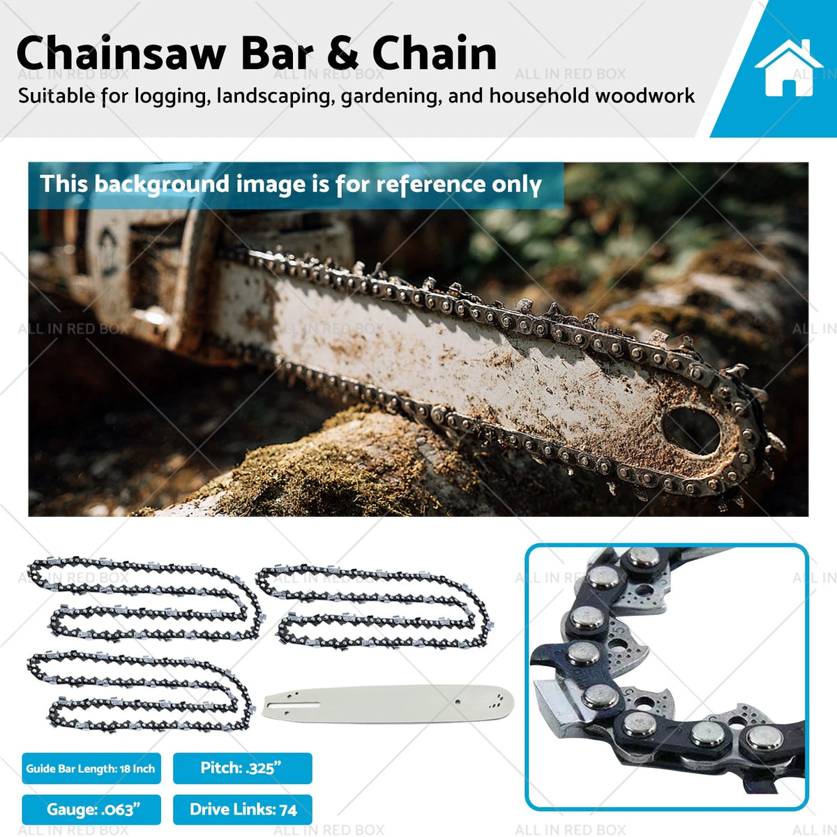 Chainsaw Bar Chain Kit for Stihl MS 290 MS 291 (18'' .325 .063 74DL)
