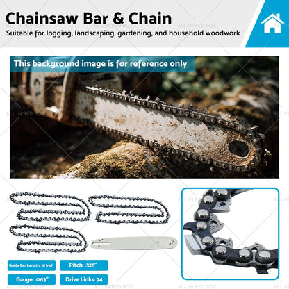 Chainsaw Bar Chain Kit for Stihl MS 290 MS 291 (18'' .325 .063 74DL)