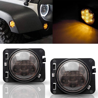 Front LED Turn Signal Side Marker Light Smoke for Jeep Wrangler JK (2007–2017)