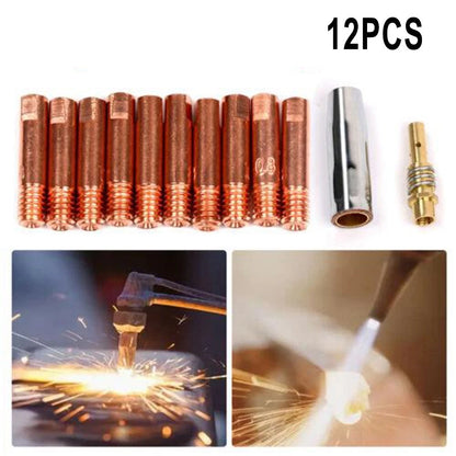 12 Pcs MIG Torch Welding Contact Tip Kit for MB15 (0.6/0.8/1.0mm)
