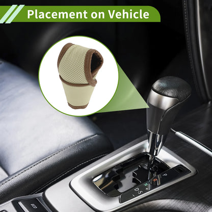 Manual Gear Shift Knob Cover for Universal Car SUV Truck - Beige Leather