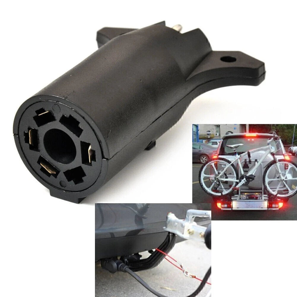 7 Way Round to 4 Pin Flat Trailer Light Adapter Plug Connector