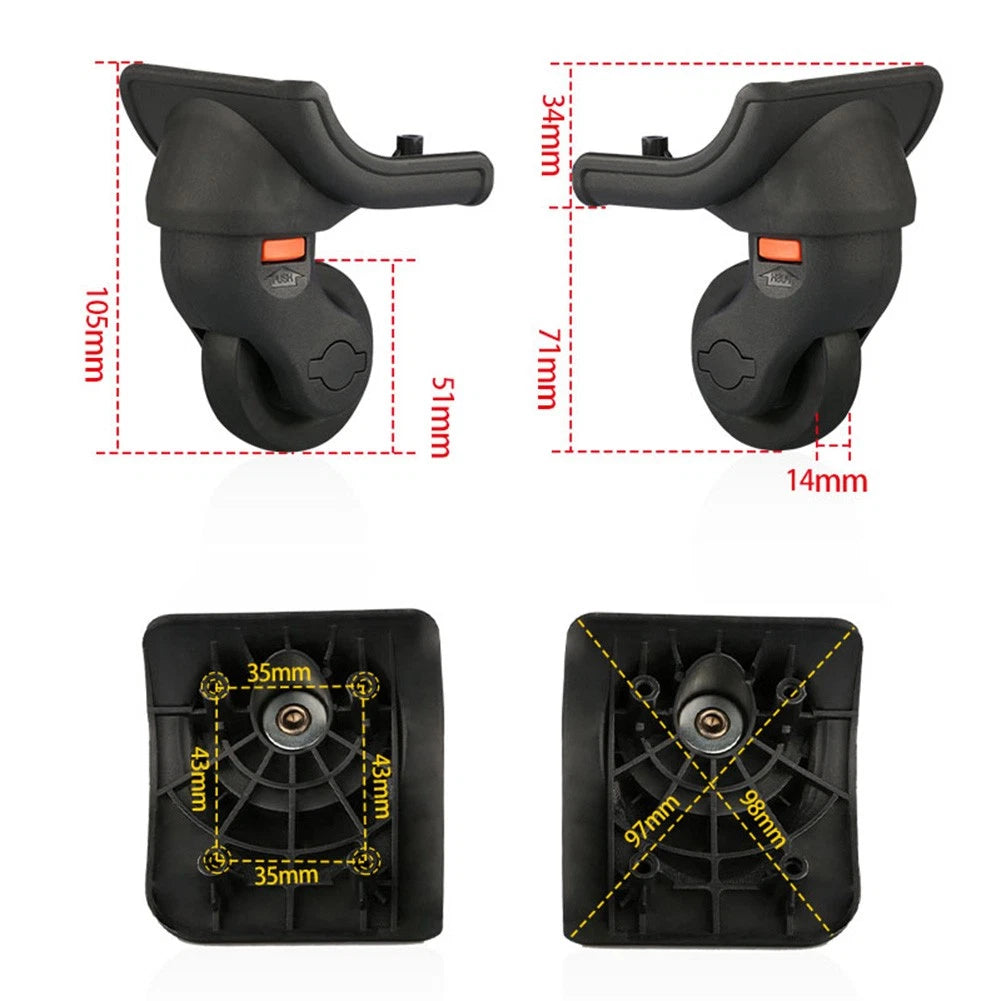Set of 4 Luggage Suitcase 360° Swivel Wheel Replacement Casters