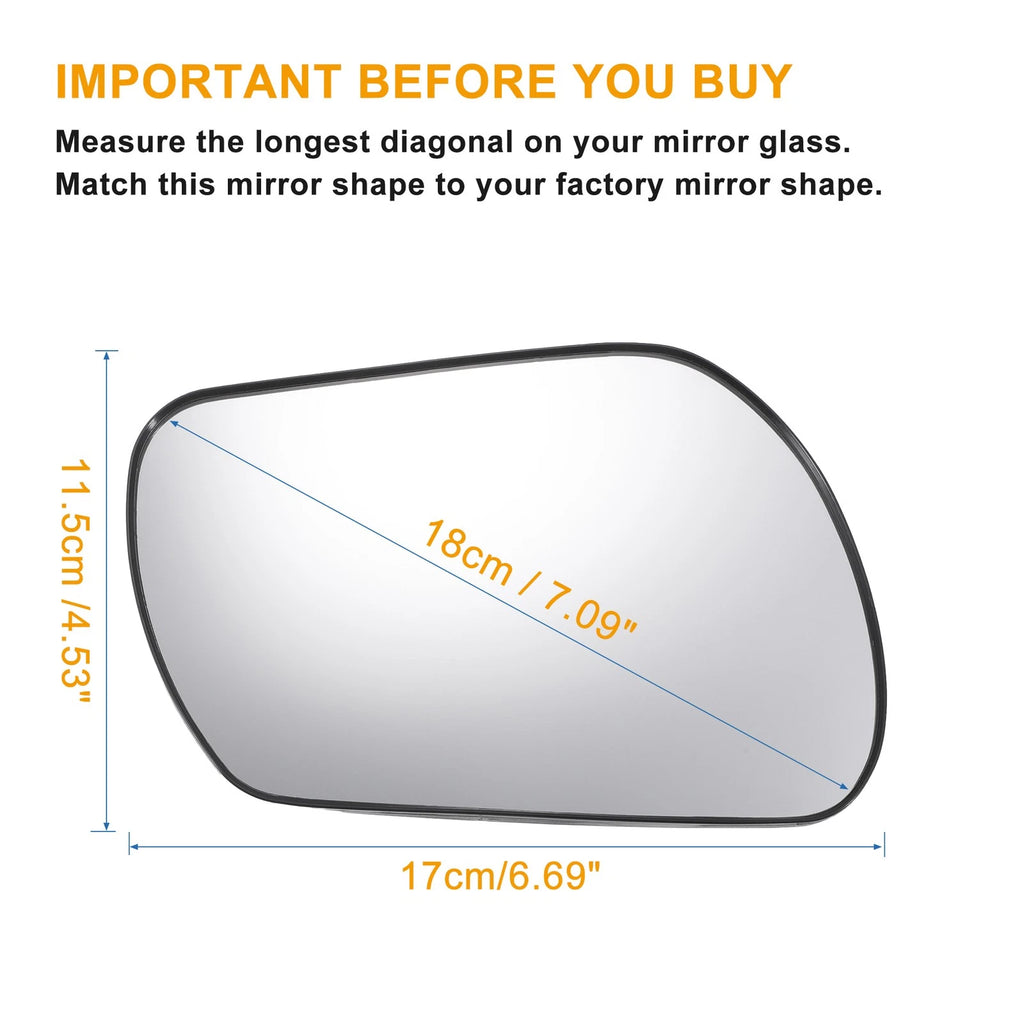 Right Side Mirror Glass with Backing Plate Non Heated for Mazda 3 6 (2006–2008)
