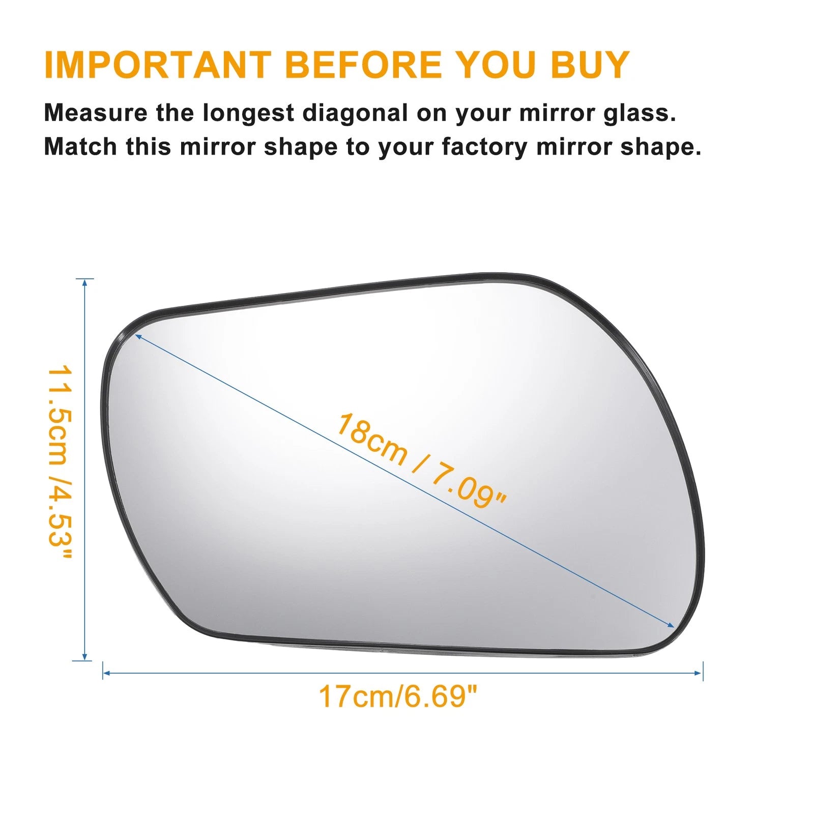 Right Side Mirror Glass with Backing Plate Non Heated for Mazda 3 6 (2006–2008)