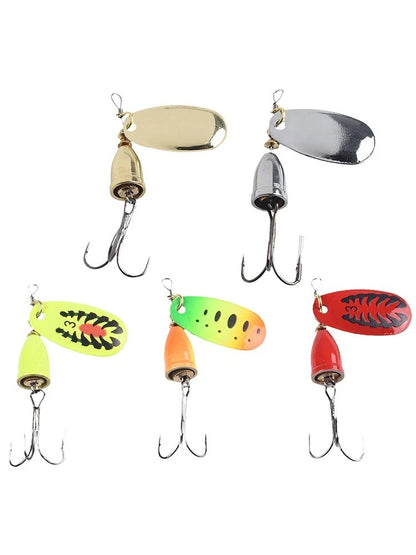 5pcs Metal Fishhook Spinner Lure Kit for Bass Trout Crappie