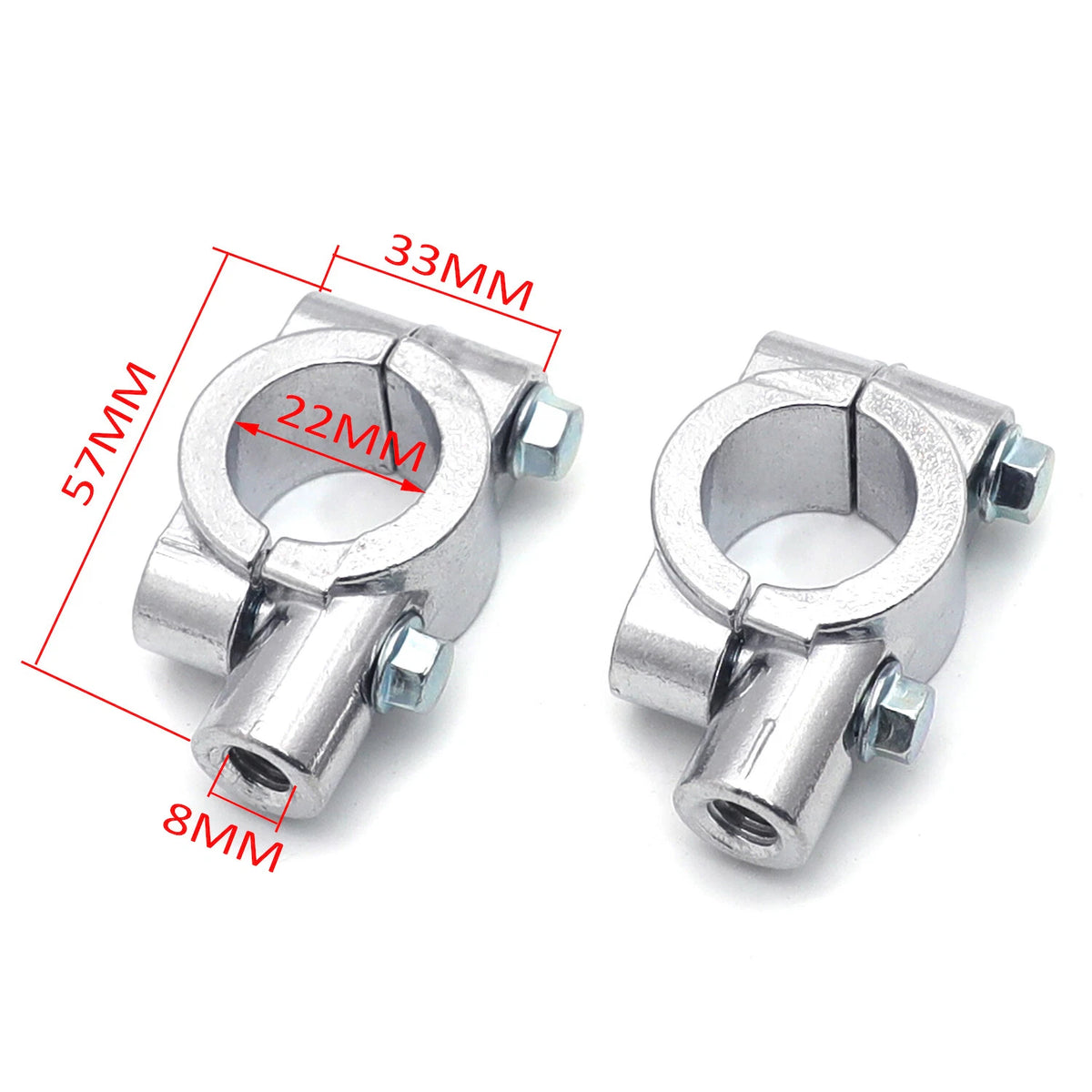 8MM Chrome Handlebar Mirror Thread Mount Clamp for Motorcycle
