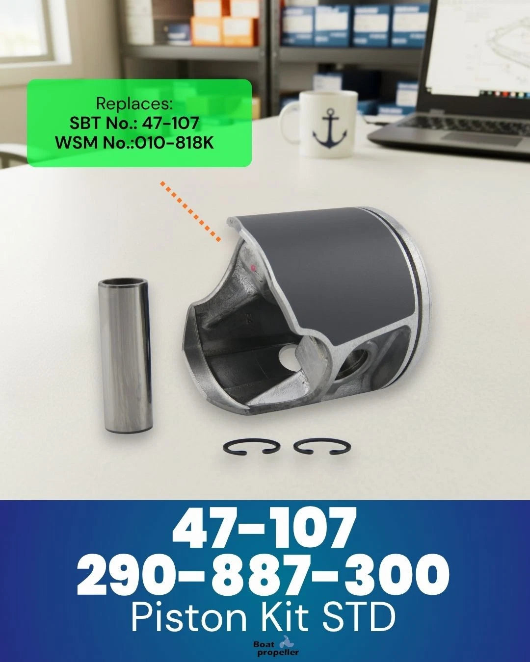 2X Piston Kit for SeaDoo 787 800 (47-107 STD, 290-887-300-STD)