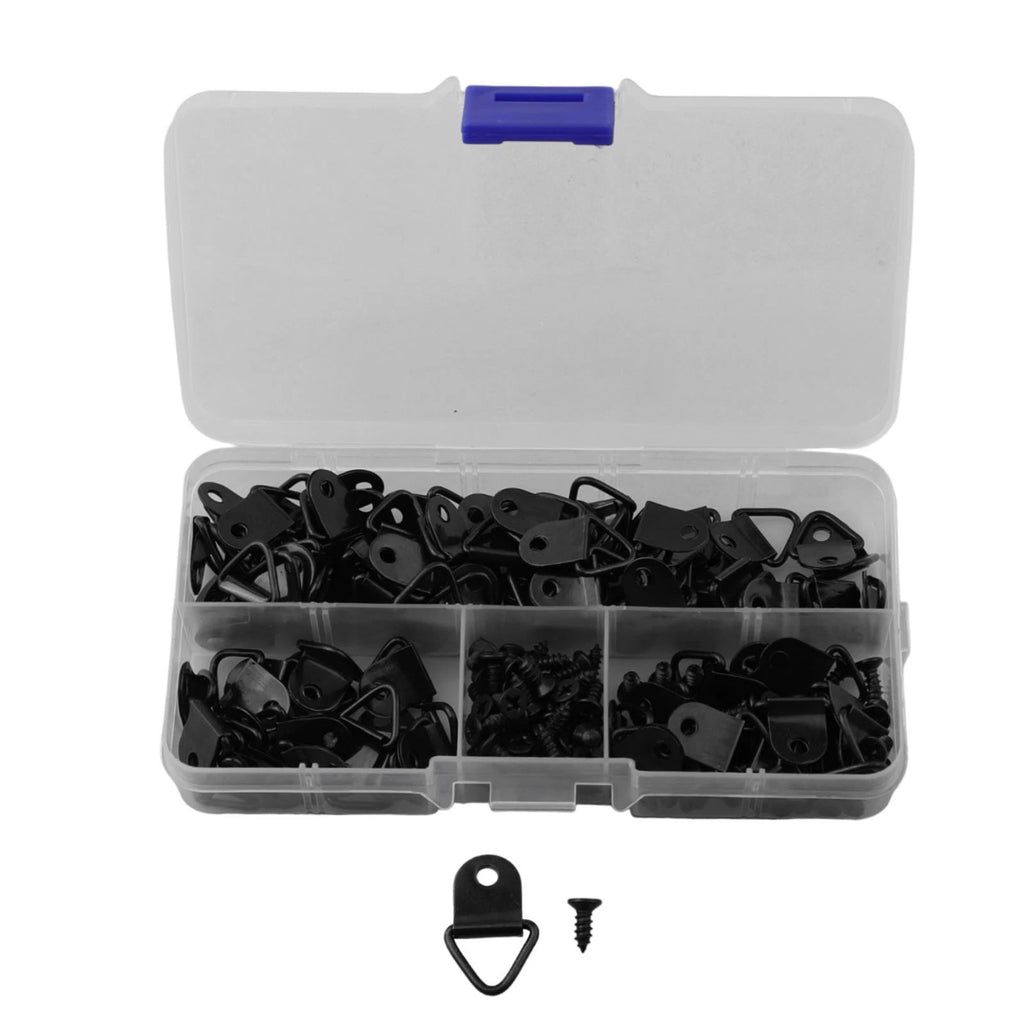 Set of 100 Triangle D Ring Picture Frame Hooks and Screws