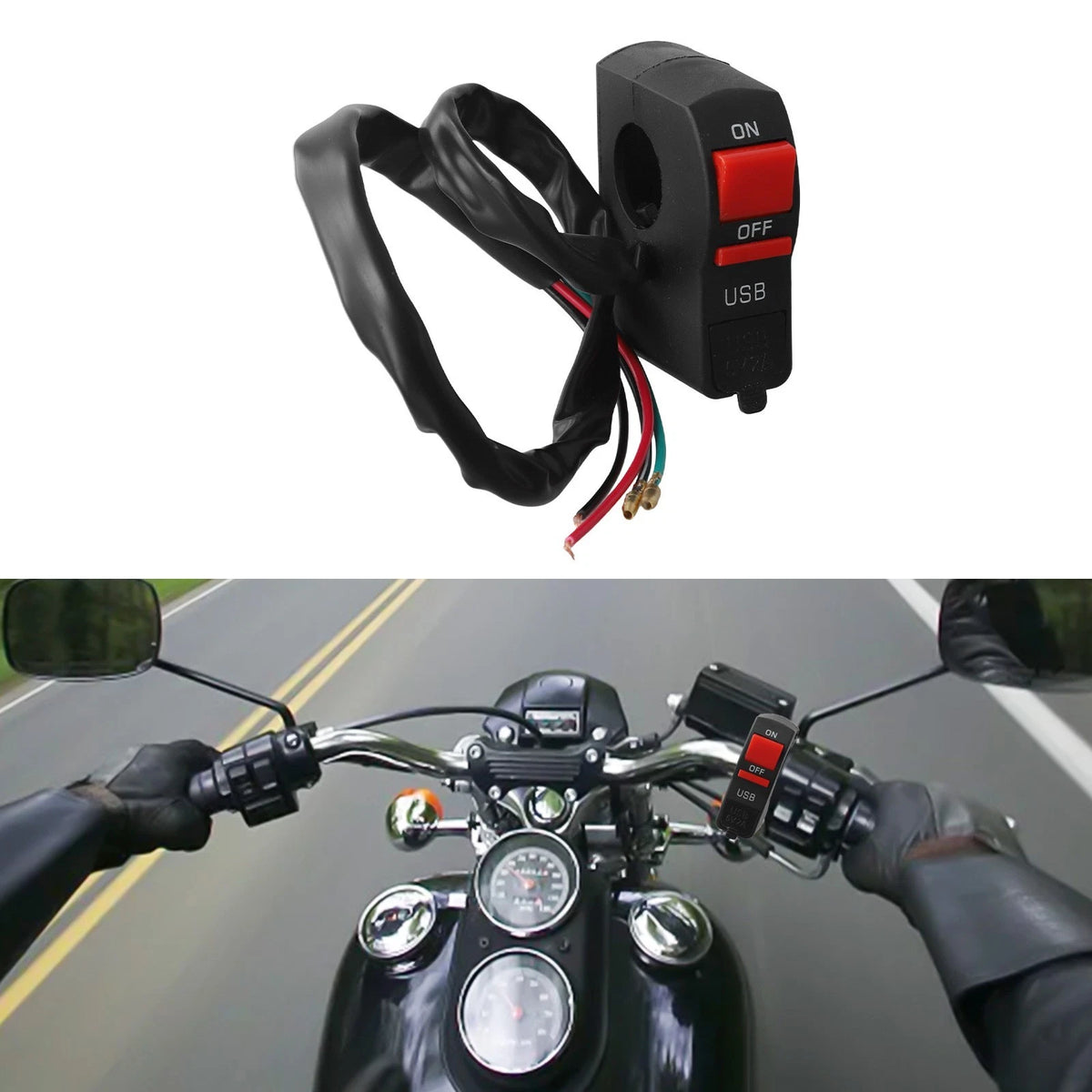 Efficient USB Charging Solution with Integrated Headlight Switch for Bikes