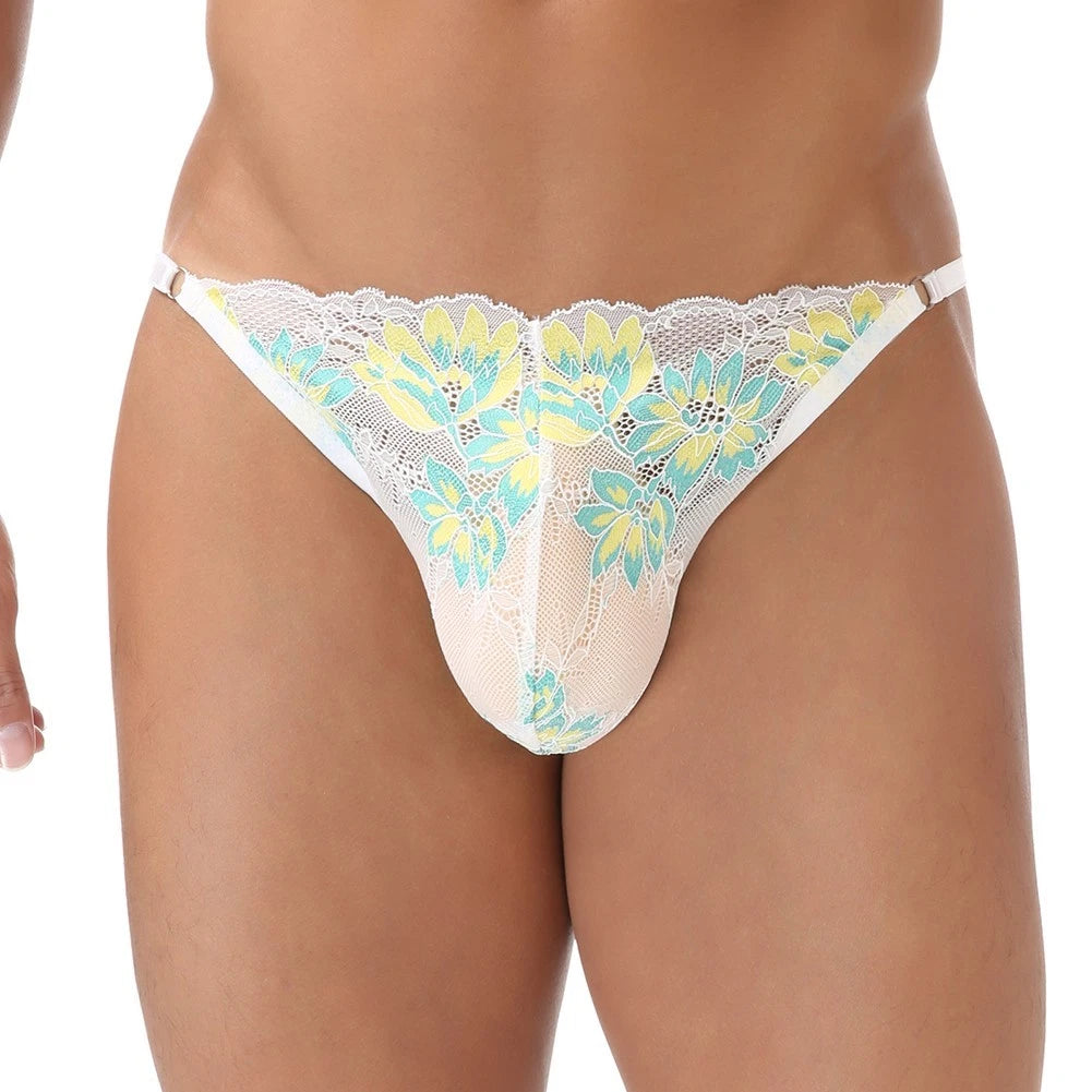 2X Breathable Adjustable Lace Thong Underwear for Men