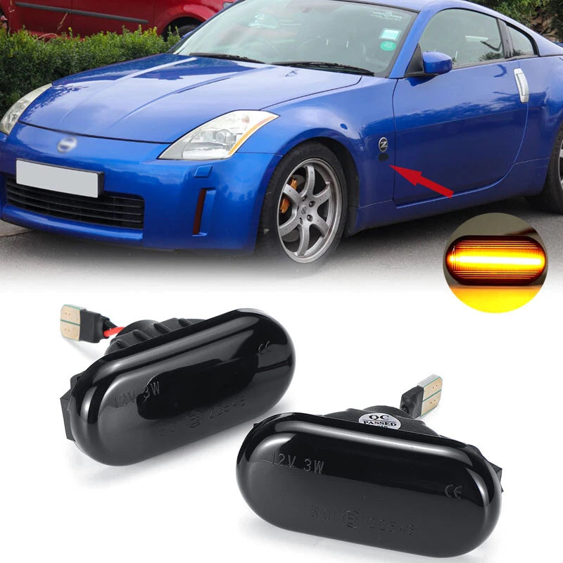 2X Smoked Side Marker Indicator Lamp for Nissan 350Z, Pathfinder, Navara D40