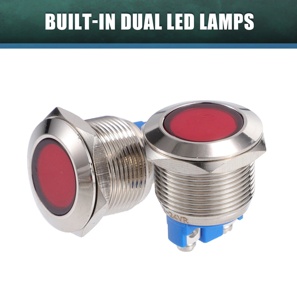 5Pc 19mm 12V LED Waterproof Pilot Indicator Light for Universal