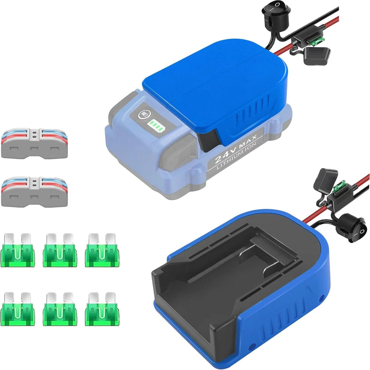 Power Wheel Adapter 2 Pack for Kobalt 24V Max KB424-03 (With Fuse Switch, 14AWG)