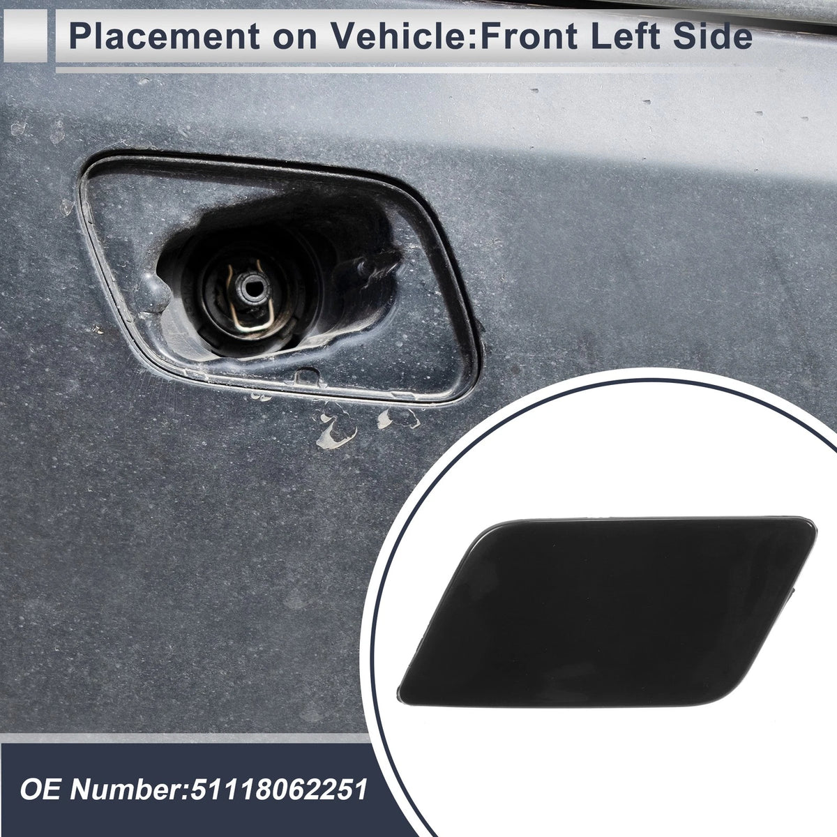 Front Left Washer Nozzle Cover Cap Replacement for BMW 335i GT xDrive (2014–2019)