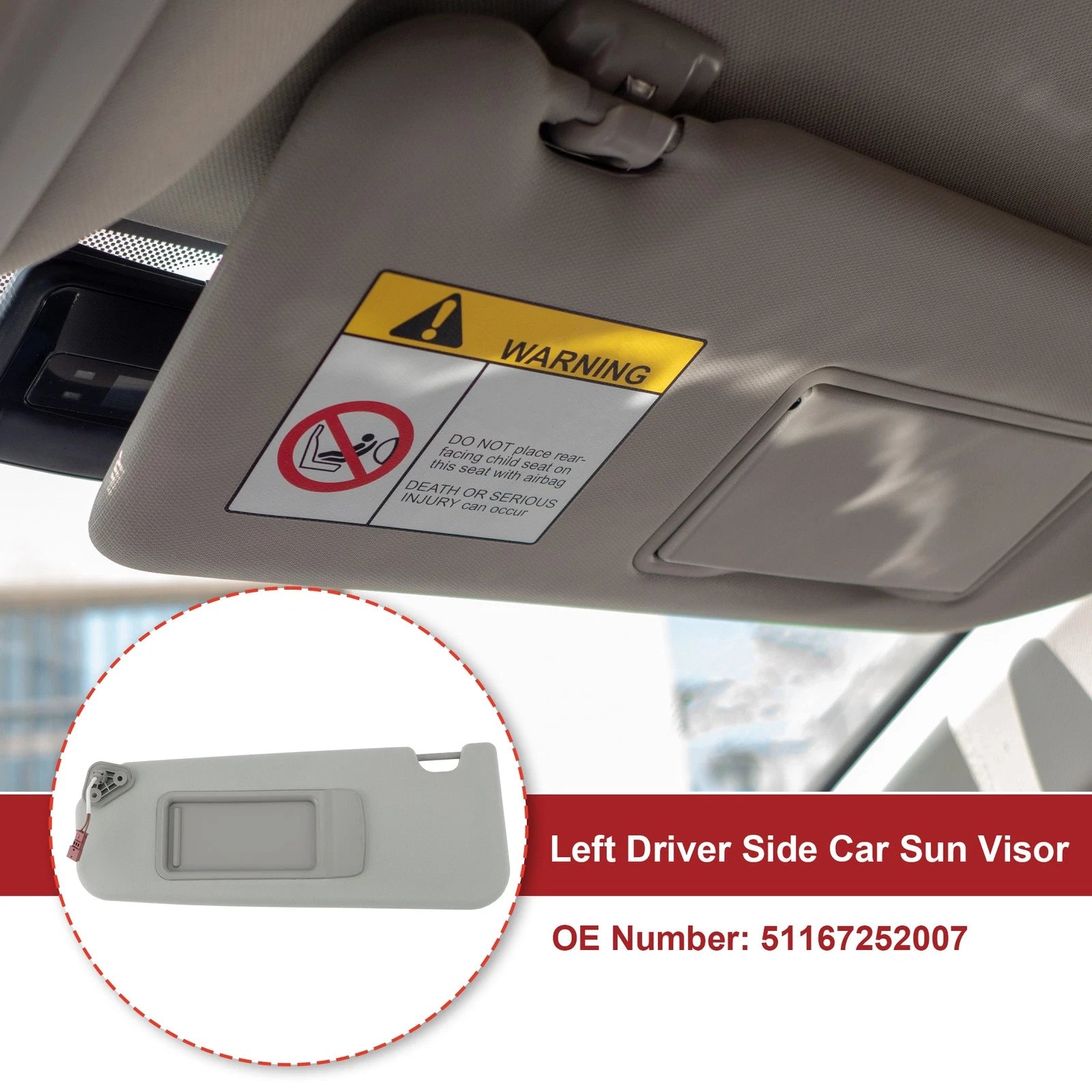 Left Car Sun Visor with Mirror Replacement for BMW 3 Series E90 E91 (2005–2013)