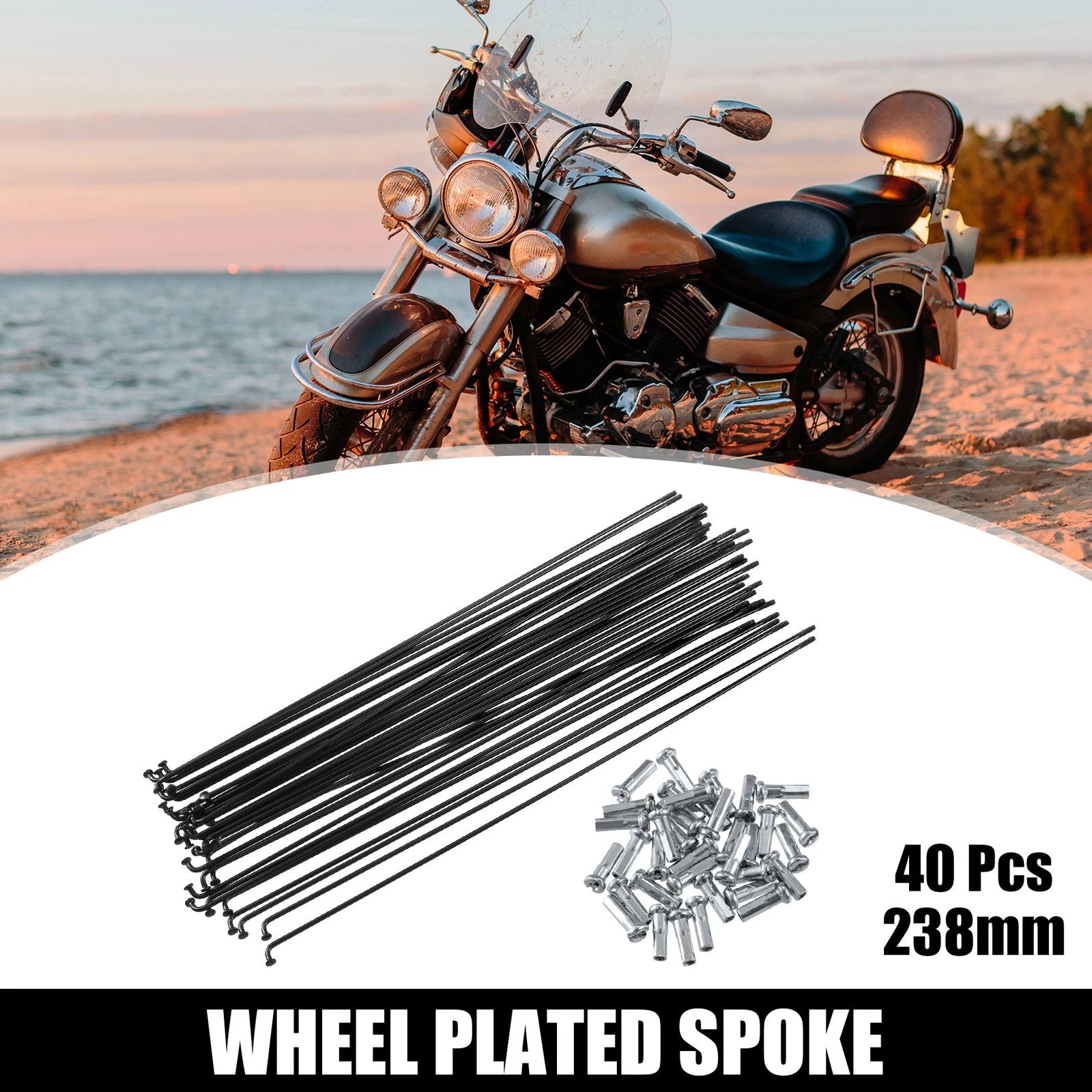 Bicycle Spokes Steel Replacement 14G 238mm with Nipples for Most Bikes